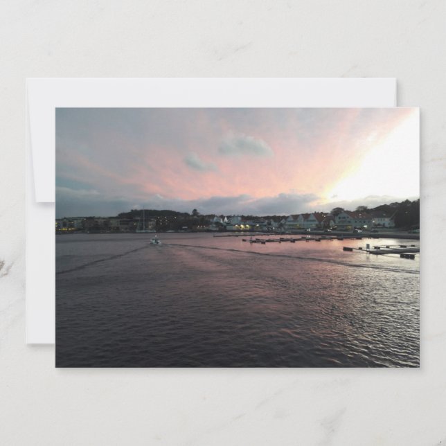 Solnedgång i hälsningskort för Norge (Framsida)