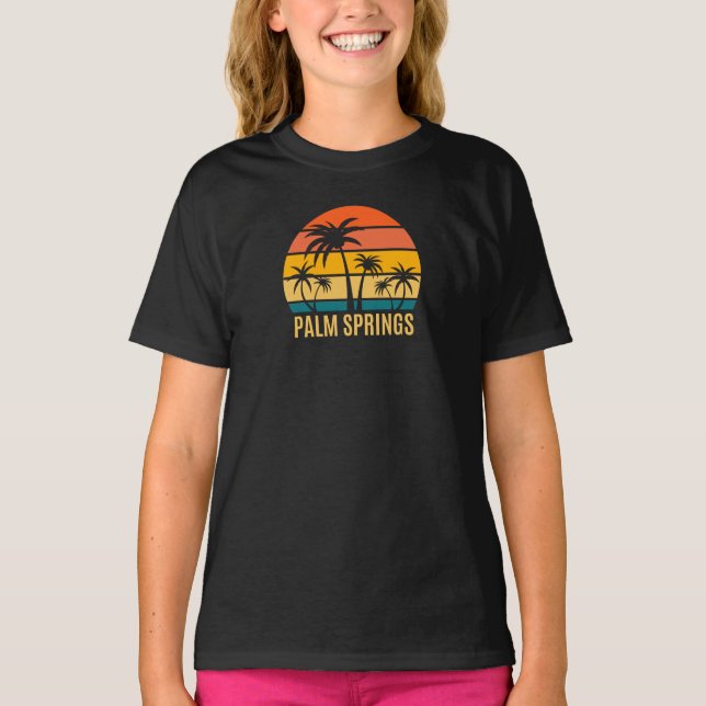 Solnedgång i handflatan och Handflatan Träd Beach  T Shirt (Framsida)
