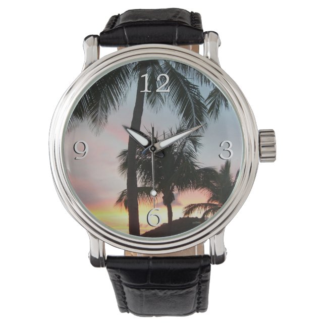 Solnedgång i Handflatan Tropical Ligcape Photograp Armbandsur (Framsida)