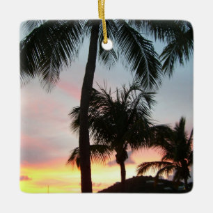 Solnedgång i Handflatan Tropical Ligcape Photograp Julgransprydnad Keramik