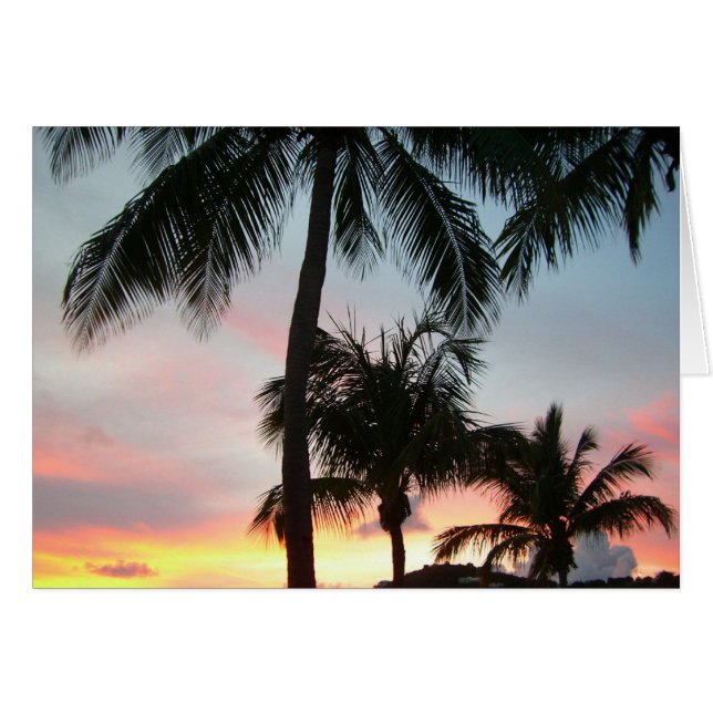 Solnedgång i Handflatan Tropical Ligcape Photograp OBS Kort (Framsidan Horizontal)