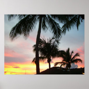 Solnedgång i Handflatan Tropical Ligcape Photograp Poster