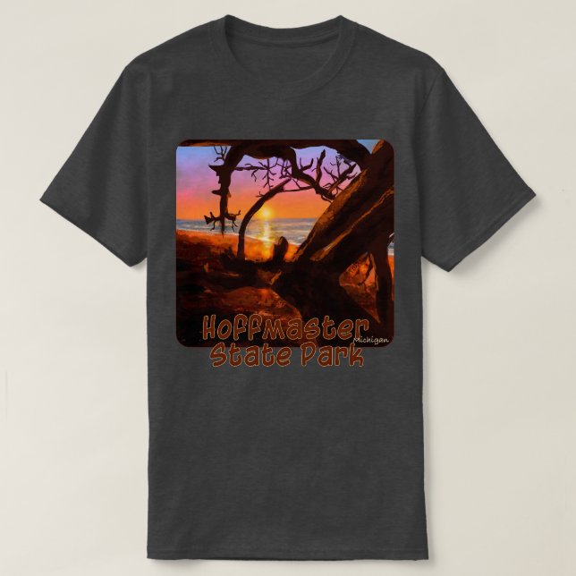 Solnedgång i Hoffmaster State Park Michigan T Shirt (Design framsida)