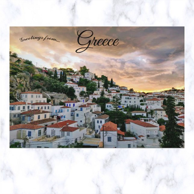 Solnedgång i Hydra Greece vycard Vykort (Skapare uppladdad)