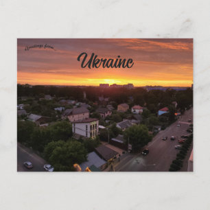 Solnedgång i Irpin Ukraina Vykort