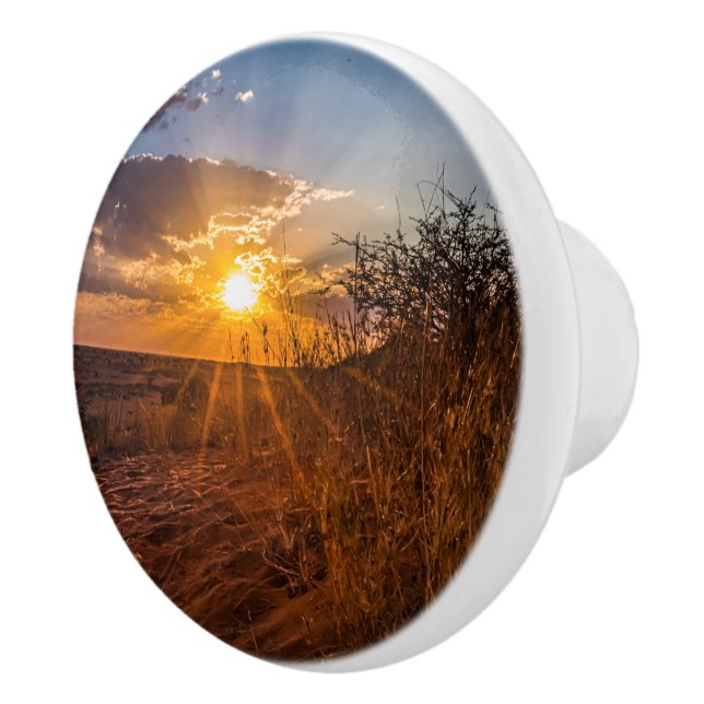 Solnedgång i Kalahari-öknen, Namibia Knopp (Höger)