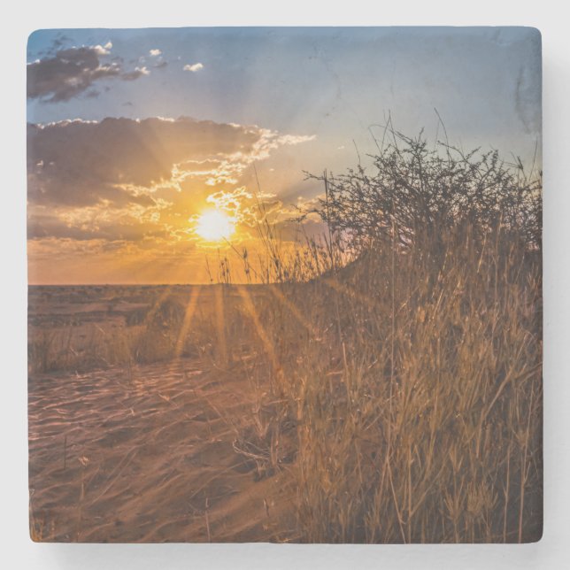 Solnedgång i Kalahari-öknen, Namibia Stenunderlägg (Framsidan)