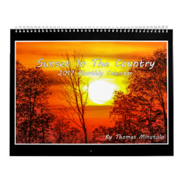 Solnedgång i kalendern för land 2017 kalender