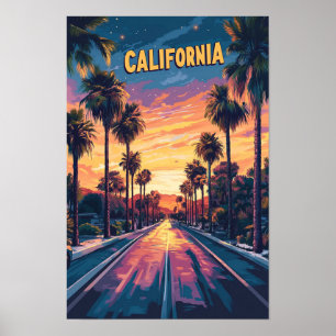 Solnedgång i Kalifornien USA Konst Vintage Resa Poster
