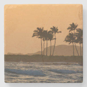 Solnedgång i Kauai Hawaii Underlägg Sten