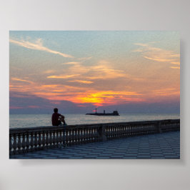 Solnedgång i Livorno Poster
