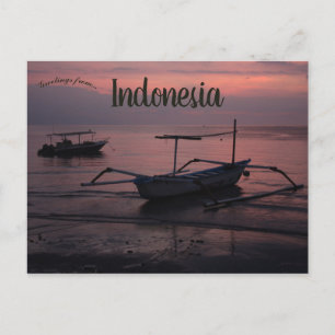Solnedgång i Lovina Beach i Indonesien Vykort