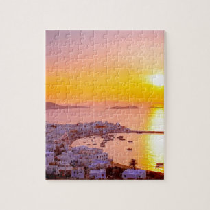 Solnedgång i Mykonos, Grekland Pussel