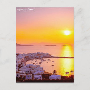 Solnedgång i Mykonos, Grekland Vykort