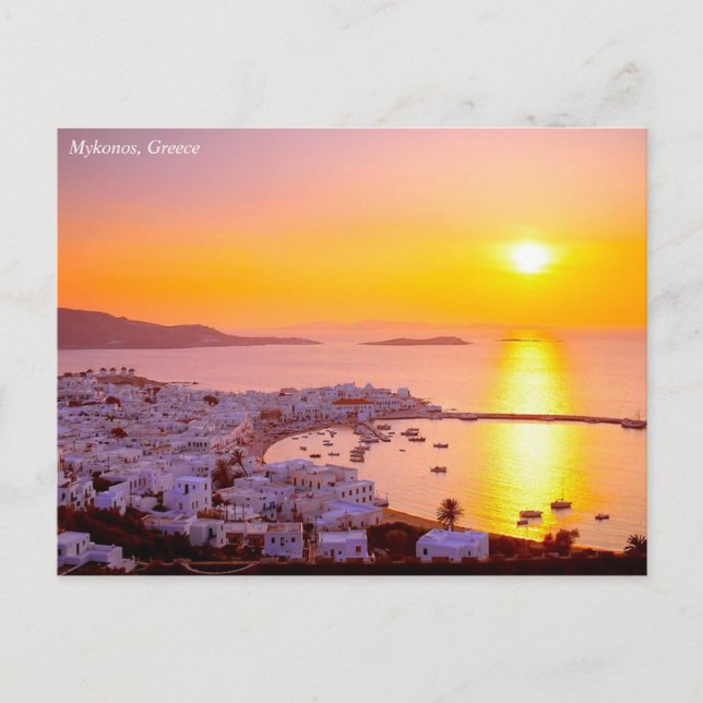 Solnedgång i Mykonos, Grekland Vykort (Framsida)