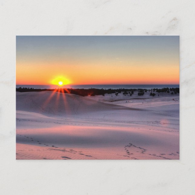 Solnedgång i nationalparken Silver i Sjö, Michigan Vykort (Framsida)