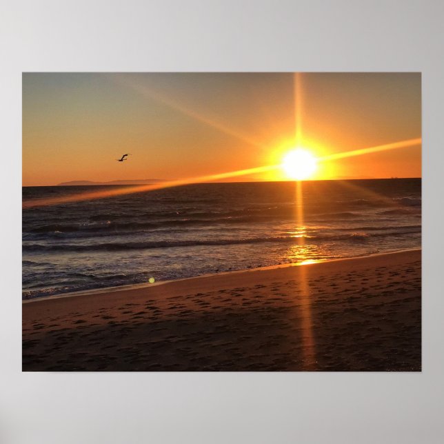 Solnedgång i Newport Beach, Kalifornien Poster (Framsidan)
