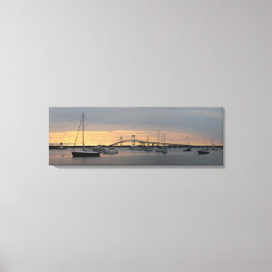 Solnedgång i Newport, RI - panorama- kanfas Canvastryck