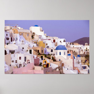 Solnedgång i olja, Santorini 2 Poster