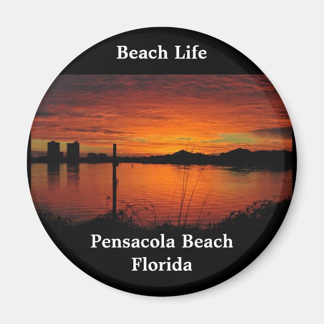 Solnedgång i Pensacola Beach Magnet (Framsidan)