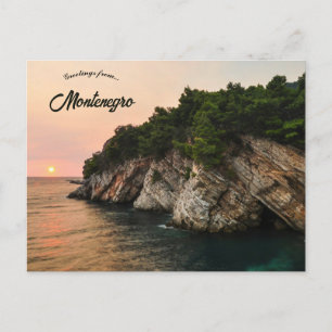 Solnedgång i Petrovac Montenegro Vykort