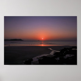 Solnedgång i Polzeath Poster