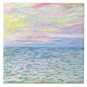 Solnedgång i Pourville av Monet Kakelplatta