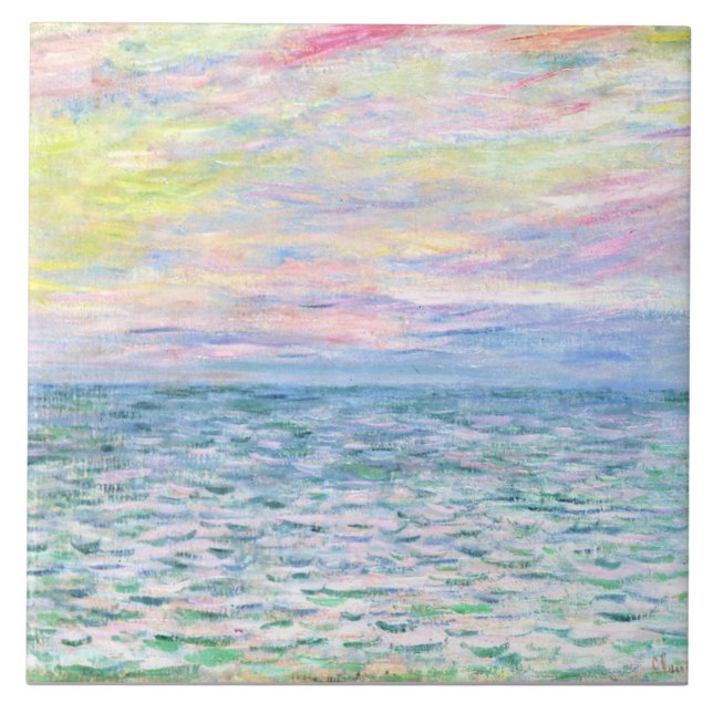Solnedgång i Pourville av Monet Kakelplatta (Framsidan)