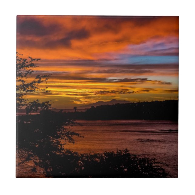 Solnedgång i Praia, Kap Verde Kakelplatta (Framsidan)