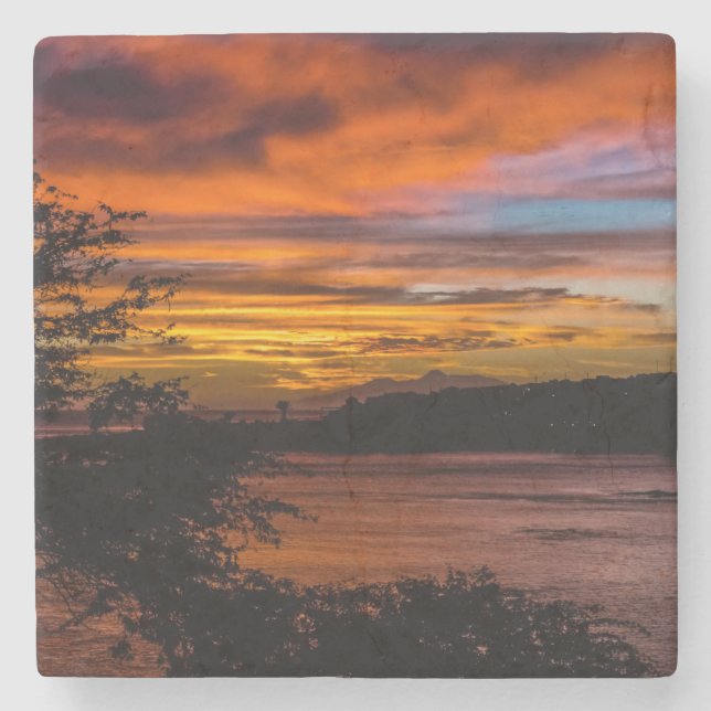 Solnedgång i Praia, Kap Verde Stenunderlägg (Framsidan)