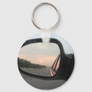 Solnedgång i Rearview Spegel Nyckelring