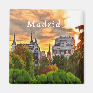 Solnedgång i Retiro Park i Madrid. Magnet