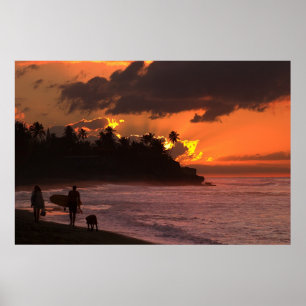 Solnedgång i Rincon, Puerto Rico Poster
