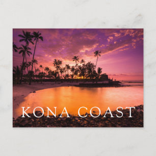 Solnedgång i rosa över Hawaii-strand Vykort