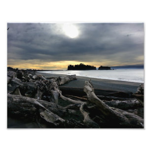 Solnedgång i Ruby Beach Olympic nationalpark Fototryck