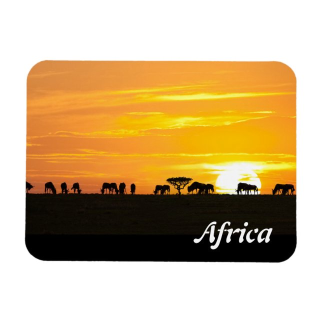 Solnedgång i Serengeti Magnet (Horisontell)