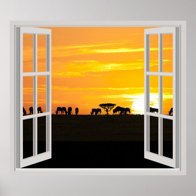 Solnedgång i Serengeti Poster (Framsidan)