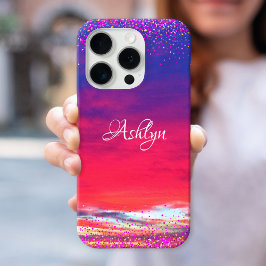 Solnedgång i shock rosa blue clouds konetti dot na