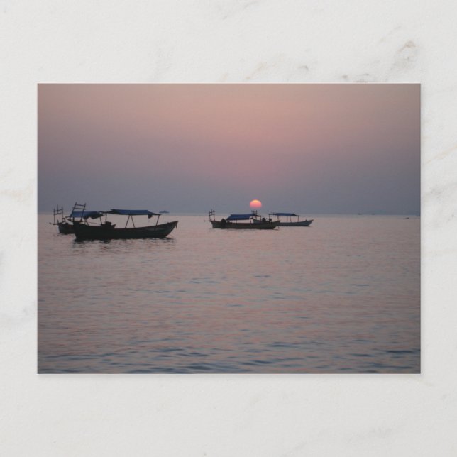 Solnedgång i Sihanoukville, Kambodja Vykort (Framsida)