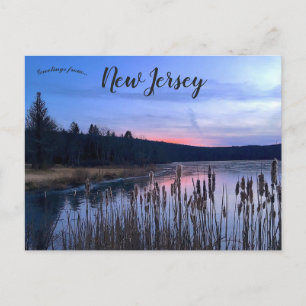 Solnedgång i Sjö Ashroe New jersey Vykort