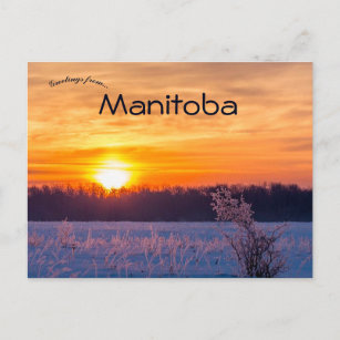 Solnedgång i Sjö Audy Manitoba Vykort