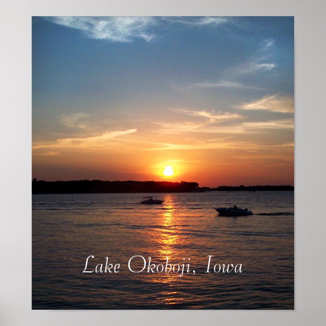 Solnedgång i Sjö Okoboji, Iowa Poster (Framsidan)