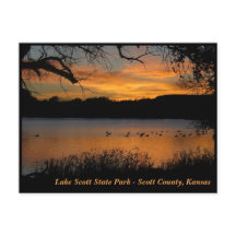 Solnedgång i Sjö Scott State Park - Geese på Sjö