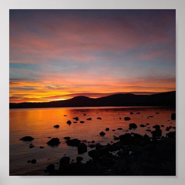 Solnedgång i Sjö Tahoe Poster (Framsidan)
