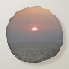 Solnedgång i sjörundans sjö rund kudde