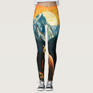 Solnedgång i solnedgång av glaset Wildlife Mountai Leggings