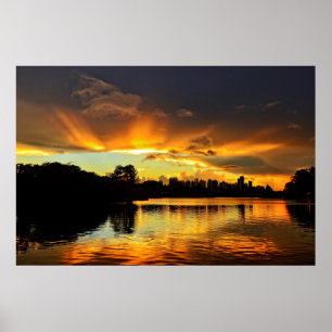 Solnedgång i staden Londrina, Brasilien Poster