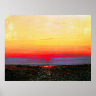 Solnedgång i stäpporna vid havet, bra konst poster