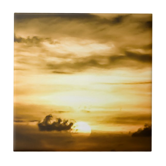 Solnedgång i Stilla havet Kakelplatta (Framsidan)
