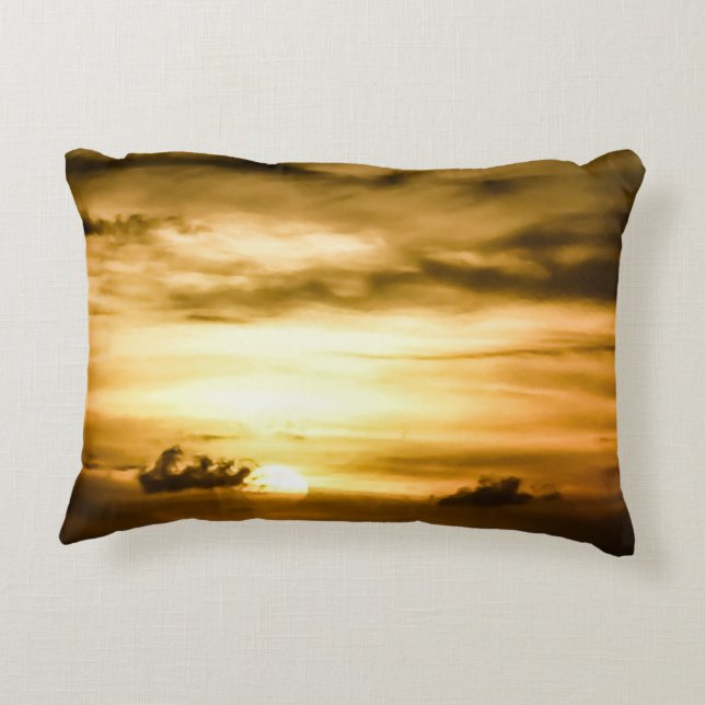 Solnedgång i Stilla havet Prydnadskudde (Baksidan)
